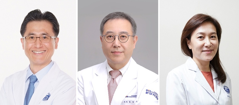 첨부. 분당 차병원 암센터 문용화, 김승기, 이승아 교수 사진. ⓒ타임즈