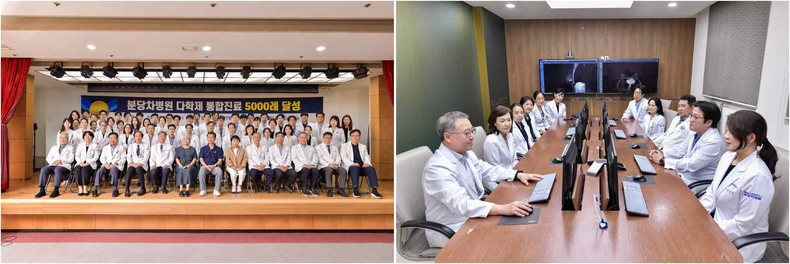 분당 차병원은 그동안 암 다학제를 주도한 100여명의 의료진과 암을 이겨낸 환우들과 지난 5일 다학제 5000례 기념식을 가졌다. ⓒ타임즈