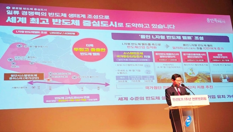6월 26일 이상일 용인특례시장 민선8기 1주년 언론브리핑 가자 회견 사진(2) ⓒ타임즈
