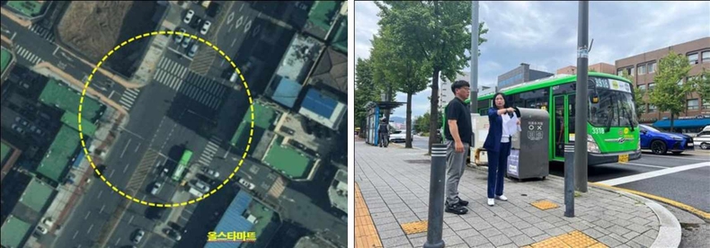송파구 백제고분로 242 앞 사거리를 찾아 송파구청 도시교통과 관계 자들과 함께 보행자 안전을 위한 횡단보도 신설 진행 상황을 현장 점검하였다 ⓒ타임즈
