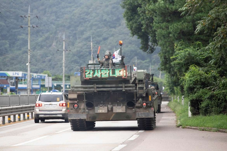 육군 제7기동군단이 지난 8월에 진행한 UFS/TIGER 대규모 기계화부대 기동훈련에서 전차가 기동하고 있다(2) ⓒ타임즈