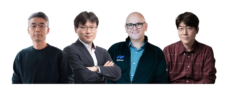 『제3회 HMG 개발자 컨퍼런스』 주요 연사 (좌측부터 현대차∙기아 SDV본부 및 42dot 송창현 사장, 자율주행사업부 유지한 전무, 모셔널 마이클 세비딕(Michael Sebetich) 엔지니어링 부사장, 고려대학교 인공지능학과 이상근 교수) ⓒ타임즈