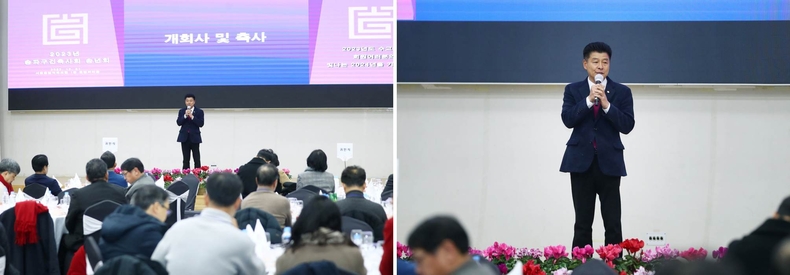 송파구의회(의장 박경래) 올림픽파크텔 1층 올림피아홀에서 열린 ‘2023년 송파구건축사회 송년회’에 참석(1) ⓒ타임즈
