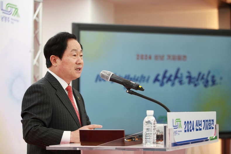 남양주시, 2024 신년 기자회견 개최...주광덕 시장 100만 메가시티 상상 현실로 미래형 자족도시 만들겠다(사진2) ⓒ타임즈