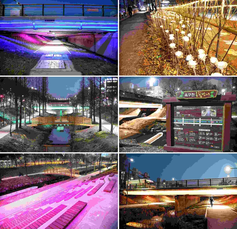 2024년2월16일 K-시흥시-옥구천 야간 조명경치 ⓒ타임즈