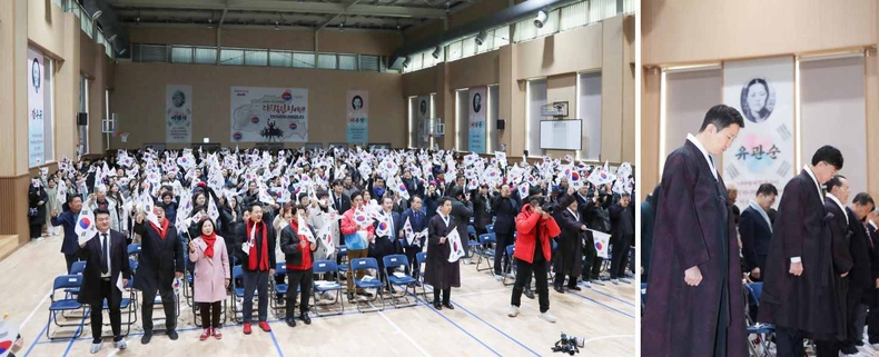 사진설명: 안산시의회 의원들이 1일 안산초등학교에서 열린 ‘제105주년 3·1절 기념식’에 참석했다. 사진1,2는 이날 행사 중 한 장면. ⓒ타임즈