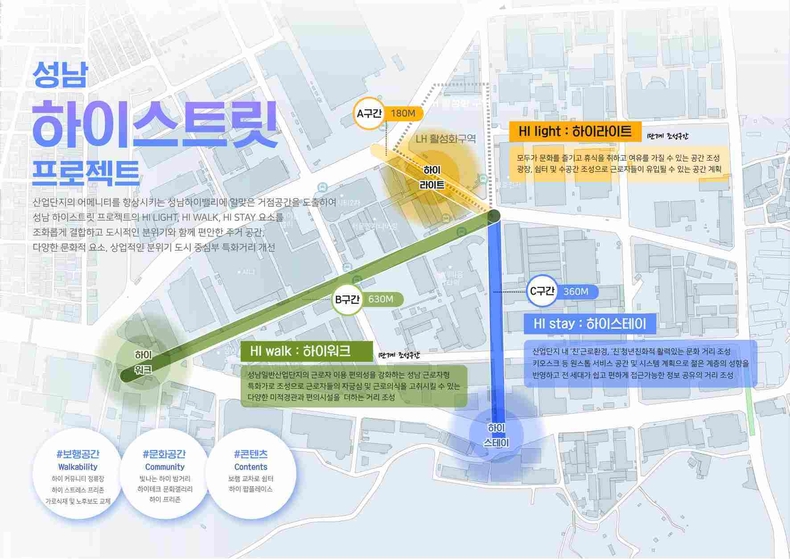 기업혁신과 산업입지팀-성남하이테크밸리 청년친화형 아름다운 거리 조성사업 계획도 ⓒ타임즈