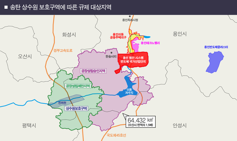 송탄 상수원 보호구역 규제 대상지역 ⓒ타임즈 