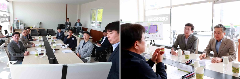 이상일 용인특례시장이 지난 27일 박상우 국토교통부장관, 이한준 한국토지주택공사 사장과 만나 용인 첨단시스템반도체 국가산업단지 현안을 점검했다 ⓒ타임즈