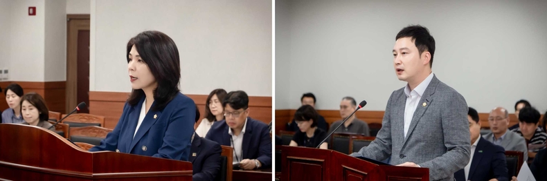 복지환경위원회 손정자 의원이 조례안을 제안설명을 하고 있다. ▲도시교통위원회 이진환 의원이 조례안을 제안설명을 하고 있다 ⓒ타임즈