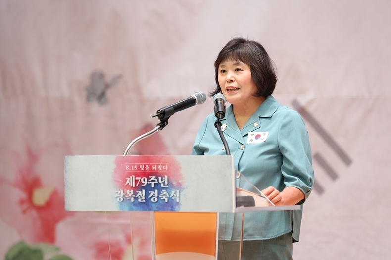 제79주년광복절경축행사_경축사 중인 오인열 의장 ⓒ타임즈 
