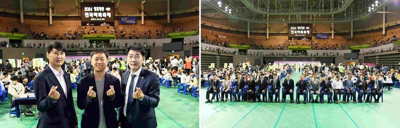 사진 1) 정조 효 바둑축제에 참가한 화성시의회 송선영의원(좌)과 최철한 바둑프로, 배정수 의장(우) / ▲사진 2) 정조 효 바둑축제에 참가한 단체 ⓒ타임즈