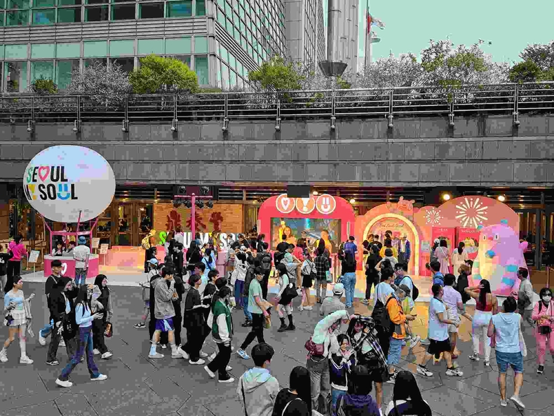 타이베이 101 MRT역 광장에 설치된 ‘Seoul My Soul in Taipei’ 이벤트부스 전경 ⓒ타임즈