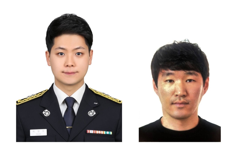 22일, 탄천종합운동장 수영장에서 심정지 환자를 구한 영웅들. 왼쪽부터 분당소방서 박영우 소방사, 탄천종합운동장 이영준 수영강사 ⓒ타임즈