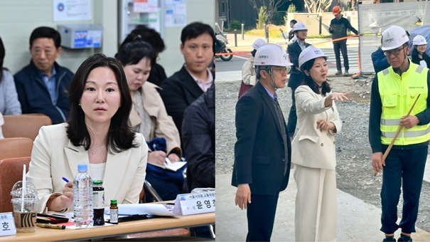 지난 22일 교통위원회 소속 위원들과 함께 위례선 도시철도 건설공사 현장을 점검했다. ⓒ타임즈 