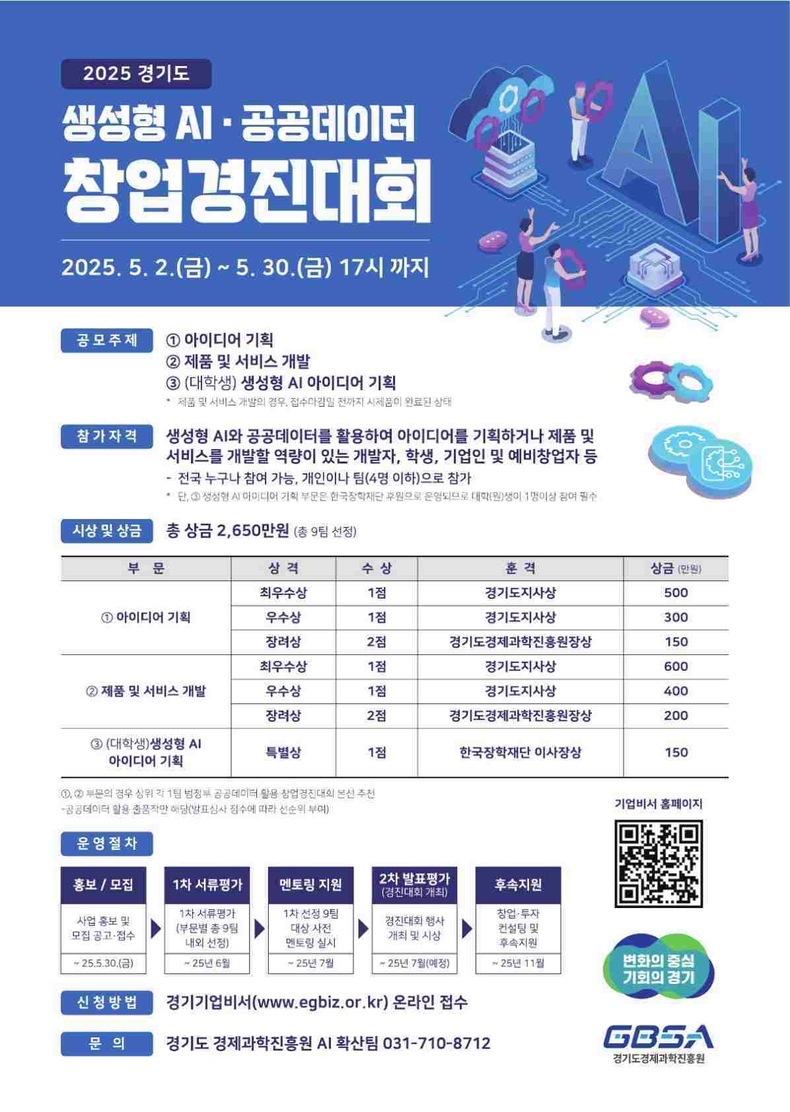 ‘생성형AI·공공데이터 활용 창업경진대회’ 포스터 ⓒ타임즈