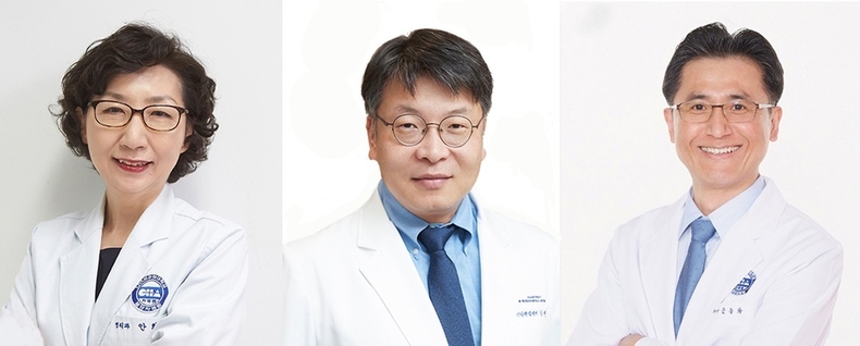 (왼쪽부터) 분당 차병원 병리과 안희정 교수, 부인암센터 박현 교수, 혈액종양내과 문용화 교수 ⓒ타임즈 
