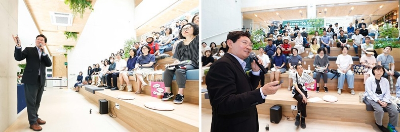 이상일 용인특례시장이 14일 동천도서관에서 그림으로 읽는 셰익스피어, 그리고 인간의 모습들을 주제로 특강을 했다. 2 ⓒ타임즈 