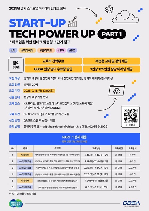 경기스타트업 아카데미 딥테크 교육 모집포스터 ⓒ타임즈 