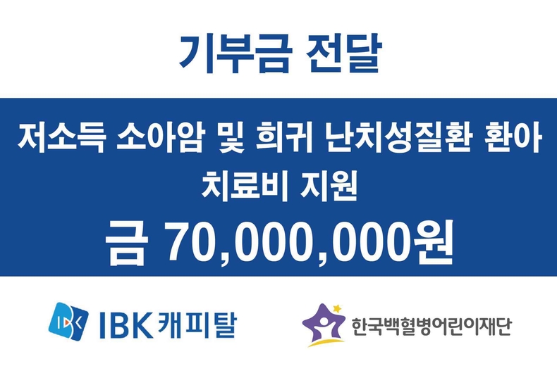(IBK캐피탈) 저소득 가정 소아암 환우 치료비 지원 폼보드 ⓒ타임즈