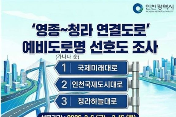 인천시, 영종~청라 연결도로 이름, 시민 의견 수렴
