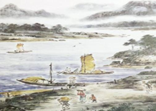 조선시대 서해에서 고산천까지 소금, 곡식을 실어나르던 돛단배 모습