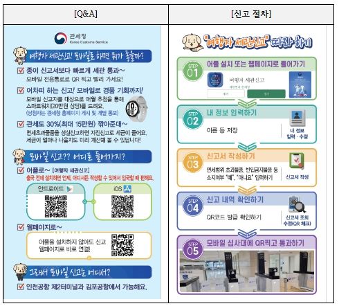 모바일 휴대품 전자신고 사용방법