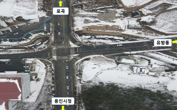 용인특례시가 상습정체를 빚던 처인구 유방동 유림1교차로의 직진차로를 2개로 확장한다