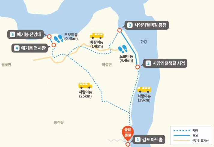DMZ 평화의 길 테마노선 노선도