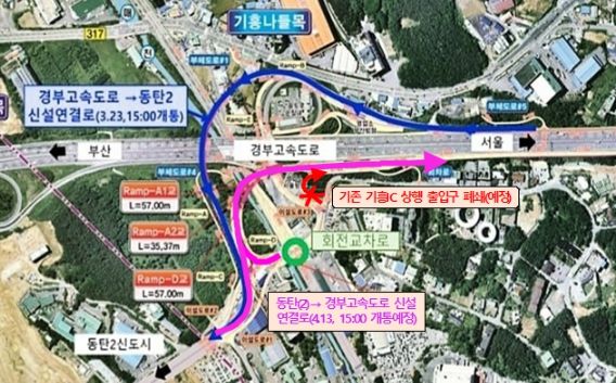 13일, 경부고속도로 기흥나들목 상행 연결램프 임시개통