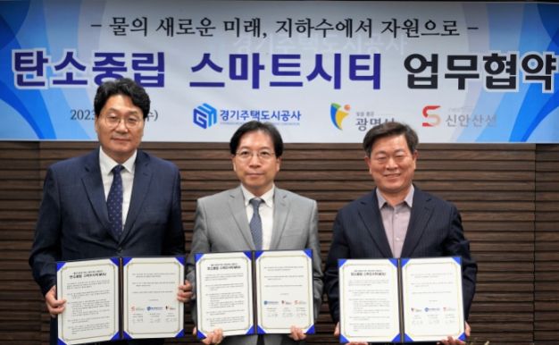좌측부터 지종철 넥스트레인(주) 대표이사/김세용 경기주택도시공사 사장/박승원 광명시장
