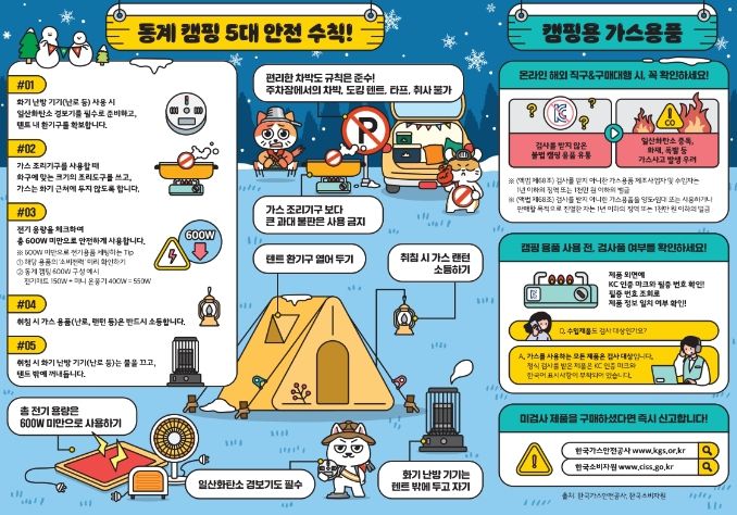 동계 캠핑 5대 안전수칙 안내 홍보물