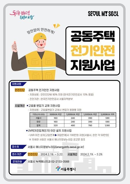 전기설비 안전진단과 전기설비 개선 지원사업 안내문