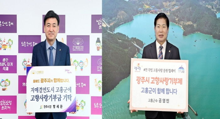 광주시·고흥군 2년 연속 고향사랑기부금 상호 기부