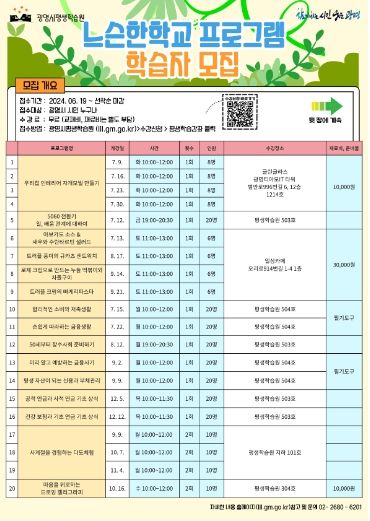 광명시는 19일부터 2024년 느슨한학교 프로그램 학습자를 모집한다.