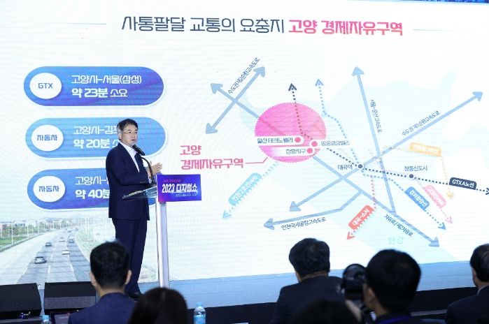 고양경제자유구역에 대해 설명하는 이동환 고양특례시장 (2023 디지털쇼)
