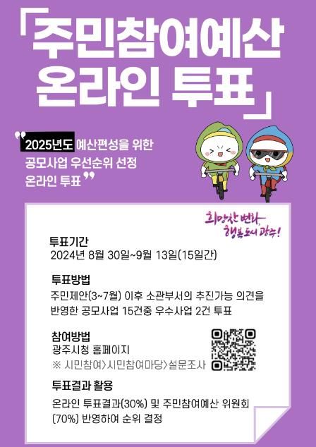 광주시, 주민 참여예산 온라인 투표 개시