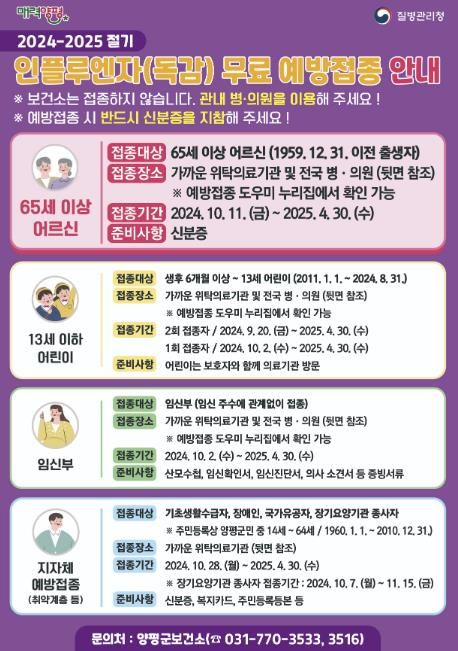 인플루엔자 예방접종 안내지