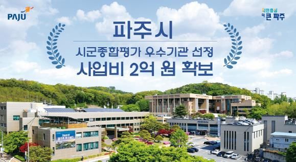 파주시, 5년 연속 시군종합평가‘우수’시군 입증…사업비 2억 원 확보