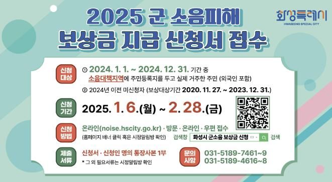 화성시, 내달 6일부터 2025년 군 소음피해보상금 신청 접수