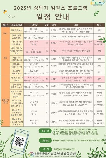 2025년 상반기 읽걷쓰 프로그램 학습자 모집