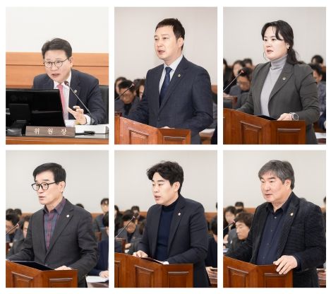 좌측부터 1열 : 박경원 위원장, 이진환 의원, 이수련 의원, 좌측부터 2열 : 이상기의원, 김상수 의원, 김지훈(국) 의원