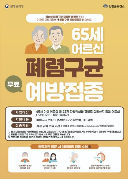 폐렴 예방접종 홍보 포스터