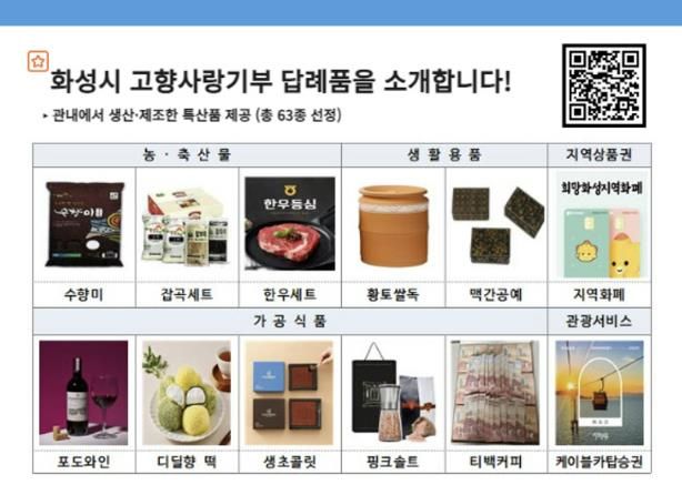 화성특례시, '고향사랑기부제 답례품 및 공급업체' 공개 모집