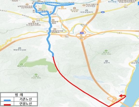 남양주시, 내달 1일부터 땡큐 24번 조안면 삼봉리까지 노선연장…대중교통 편의성 UP