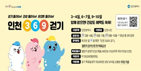 인천시 ‘3.6.9 걷기’ 챌린지 시작