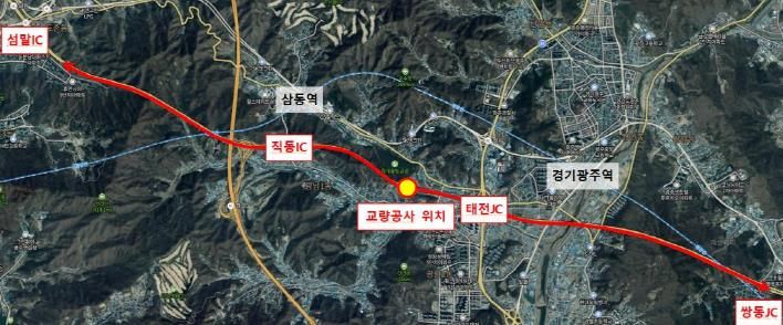 광주시, 성남~장호원간 국도 3호선 중대동 램프 공사에 따른 야간 교통 통제 일정 변경