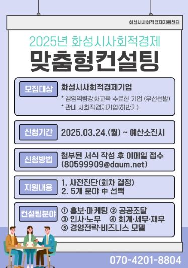 사회적경제기업 1대1 심화 컨설팅 안내문