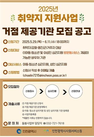 취약지 지원사업 심리서비스 제공 기관 모집