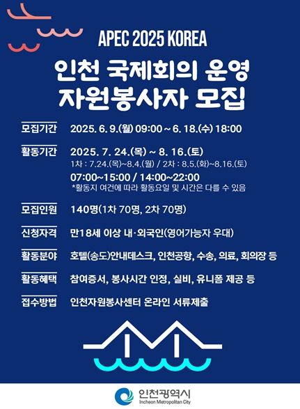 APEC 국제회의 자원봉사자 140명 공개 모집